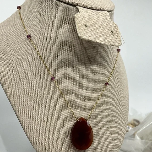 Vintage 14K Gold Carnelian & Amethyst Necklace – Rare Find - Picture 14 of 17